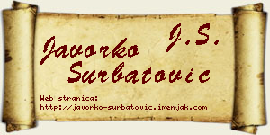 Javorko Šurbatović vizit kartica